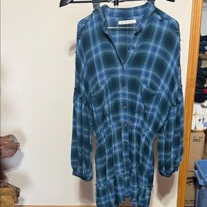 We The Free Blue Checkered Top